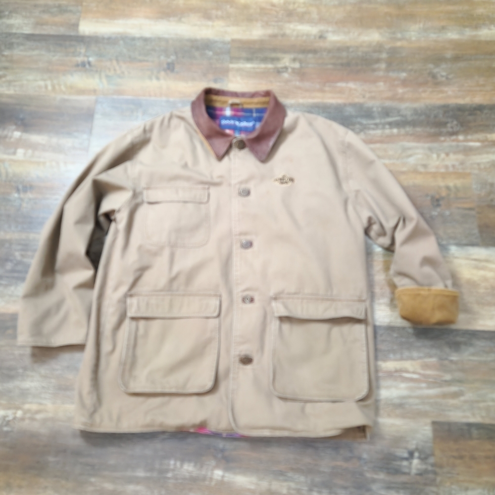 VINTAGE Y2K PENNZOIL SWINGSTER UTILITY JACKET FLANNEL LINED LEATHER TRIM LARGE